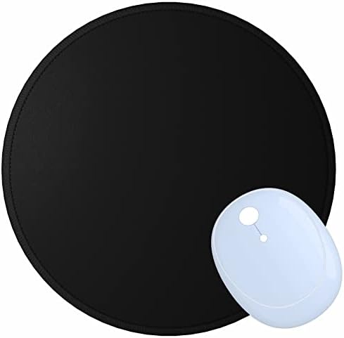 Dapesuom Round Mouse Pad, 8.7 x 8.7 Inch Premium-Textured Washable Non-Slip Rubber Base Cute Small Mouse Mat with Stitched Edge for Women Wireless Computer Laptop Gaming Desk Accessories, Black