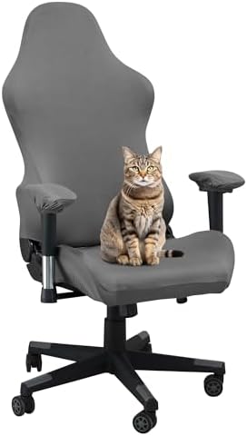 Gaming Chair Covers,Stretchable Computer Chair Cover,Ergonomic Office Chair Cover,for Anti Cat Scratch Protection of Computer Gamer Chair Slipcovers,Racing Chair Covers (Only Covers,No Chair,Gray)