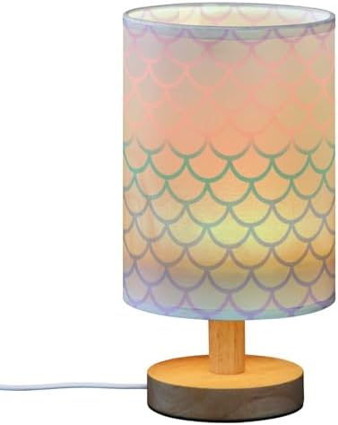 ALAZA Fish Scale Mermaid Funny Decor Bedside Table Lamp with USB Port for Bedroom Nightstand Office Desk LED Bulb Included
