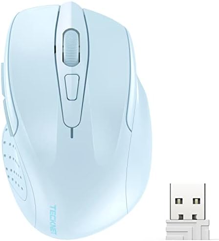 TECKNET Wireless Mouse, 2.4G Ergonomic Computer Mouse, 2600 DPI, Lightblue