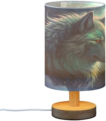 Wolf LED Table Lamp - Modern Minimalist Bedside Lamp with Round Flaxen Fabric Shade for Nightstand, Perfect for Bedroom Ambiance