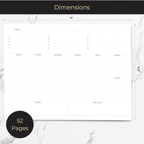 BLU MONACO Weekly Planner Notepad | Undated Planner Pad With 52 Tear-Off Sheets | Beautiful Weekly To Do List Notepad for Goals, Priorities and Task Tracking | 11” x 8.5” Desk Organizer Pad