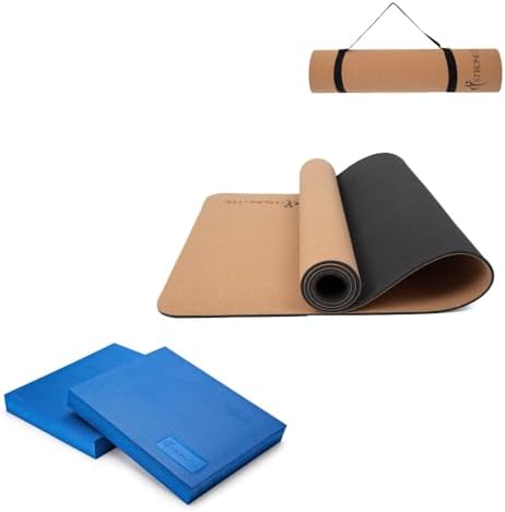 StrongTek Balance & Yoga Set – 2 Foam Pads + Cork Mat for Stability Training, Pilates & Stretching