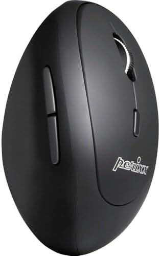 Perixx PERIMICE-819B Bluetooth Portable Vertical Mouse - Wireless 3-in-1 Multi-Device Spec - Silent-Click - Portable Compact Size - Black - Right Handed