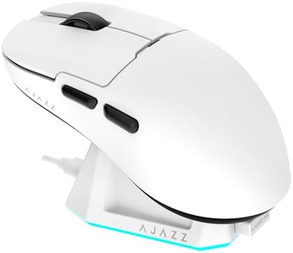 AJAZZ AJ159P MC Wireless Gaming Mouse, PAW3311 Sensor 1000 Rate, 12000 DPI, 2.4 GHz/USB-C/Bluetooth, RGB Charging Dock, 400 mAh Battery, Ultra-Lightweight 56-gram Design, Compatible with PC and Mac
