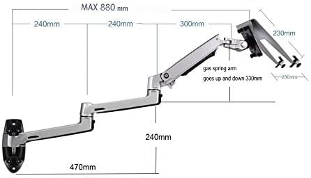 XSJ8013WT Wall Mounted Desk with Monitor and Laptop Stand, Adjustable Laptop Arm for Couch, Bed, Under Desk Mount, Portable Vertical Laptop Holder with Storage, Fits 17-27"