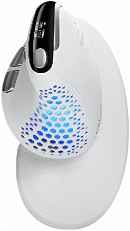 DELUX Seeker Ergonomic Mouse Wireless, Vertical Mouse with OLED Screen, 6 Buttons&Thumb Wheel Function, Silent Click, Up to 7200DPI, Programmable, Rechargeable, BT/2.4G/Wired, RGB Light(M618XSD-White)
