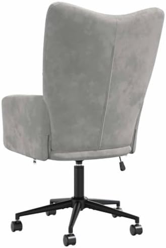 Velvet Relaxing Chair, Adjustable Swivel Office Seat, Light Gray