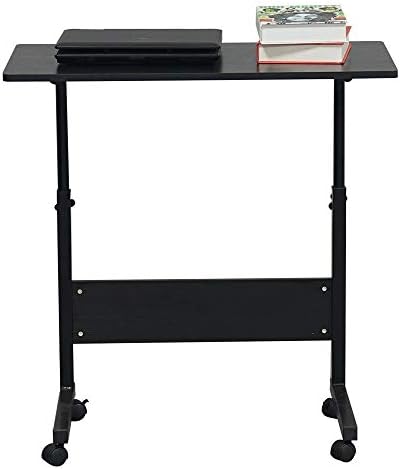 Karl home Mobile Side Table 31.5 inch Computer Desk with Wheels, Black