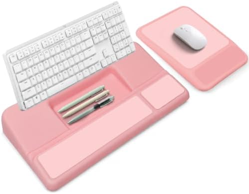 3-in-1 Ergonomic Keyboard Stand & Mouse Pad Set with Wrist Rest, Pink