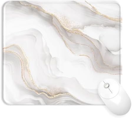 eulps Mouse Pad with Stitched Edge, Multiple Patterns Computer Mouse Pads with Non-Slip Rubber Base, Washable Cloth Mousepad, for Gaming, Laptop, PC (Ivory Marble)