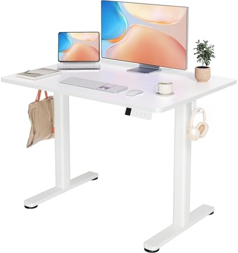 YDN 40 x 24 Inch White Electric Standing Desk