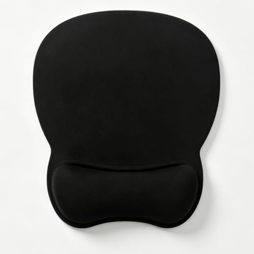 Mouse Pad with Support, Ergonomic Mouse Pad with Gel Wrist Rest Support Middle Concave Design, Comfortable Mousepad with Non-Slip PU Base for Home Office Working Studying (01 Black)