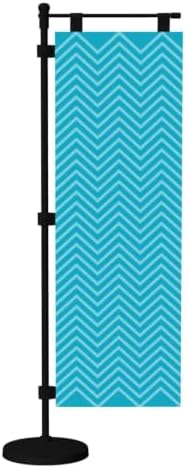 Green and Blue Chevron Deluxe Desk Flag Set, 12 x 4 Inch Miniature Table Flag with 14" Pole & Stand Base