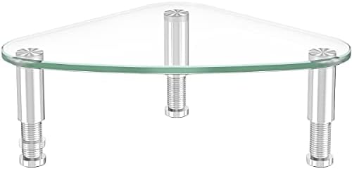 Hemudu Clear Glass Computer Monitor Riser / Triangle Desktop Universal Corner Stand for Computer Monitor & Laptop HD01T-003