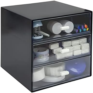 Desk Organizer with Drawer, Desk Storage Box (3 drawer, Black)