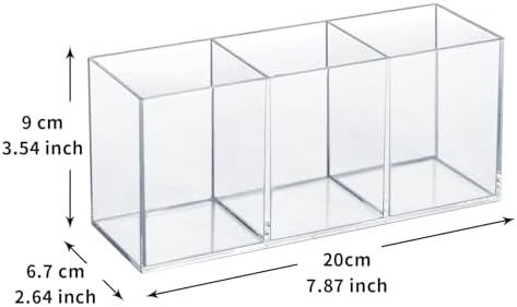elysolpluv Clear Acrylic Silverware & Pen Organizer Caddy, Transparent Plastic Silverware Holder, Perfect for Office, Bedroom, and Bathroom Storage