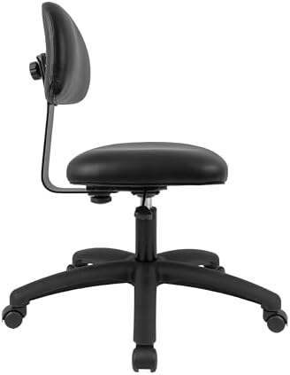FSS Series Square seat Tall (17"-22") seat Height Chair. Vinyl-for Office, Garage, Desk, Shop, Computer, Doctor, Medical, Easy to Clean! NO Footring (Black, Low Table Height)