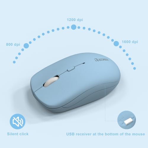 Wireless Keyboard and Mouse Combo Silent for Office and Home(Misty Blue-B)