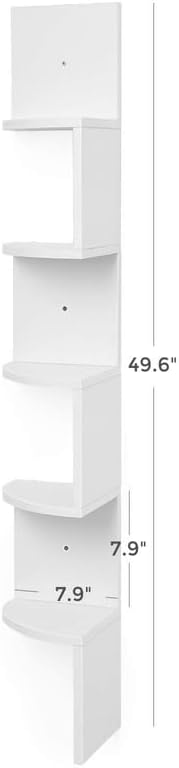 VASAGLE Corner Shelf Wall Mount, 5-Tier Floating Corner Bookshelf