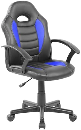 Techni Mobili Kids Gaming Chair, Racing Style Desk Chair, Adjustable, Blue