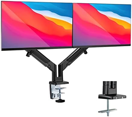 Mount-It Dual Monitor Arm Desk Mount, Low Profile Gas Spring, 17-32 in.