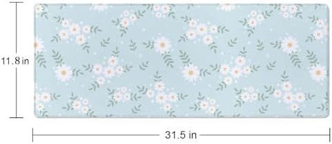 Large Daisy Flower Gaming Mouse Mat - XL Desk Pad for Keyboard Mice - 31.5 x 11.8 Inch Thin Extended Long Mousepad