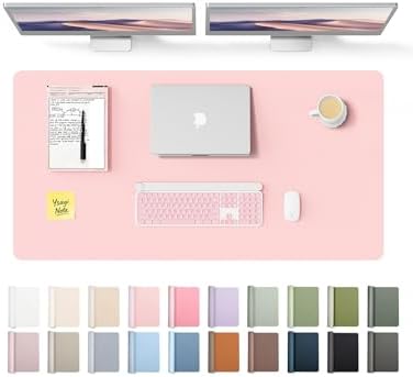 YSAGi Leather Desk Protector, Office Mat, Large Mouse Mat, Non-Slip PU Leather Blotter, Laptop Pad, Waterproof Writing Pad for Office and Home (Light Pink, 47.2" x 23.6")