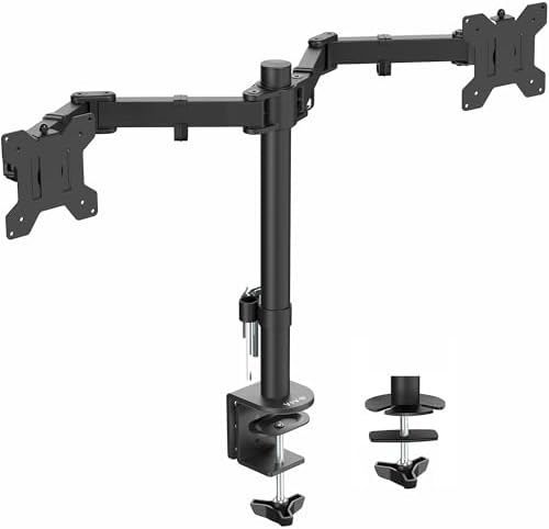 VIVO Full Motion Dual Monitor Desk Mount Clamp Stand VESA, Double Center Arm Joint, Holds 2 Screens up to 34 inches, STAND-V102D