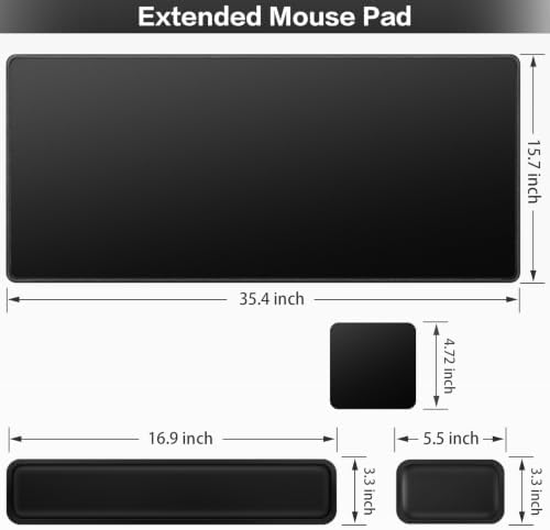 4-in-1 Mouse Pad Black, Mouse Pad with Wrist Rest