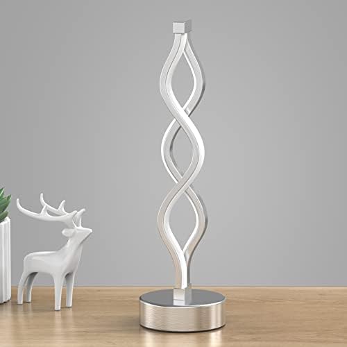 NUÜR Silver Infinity Spiral LED Table Lamp, Dimmable Bedside Lamp