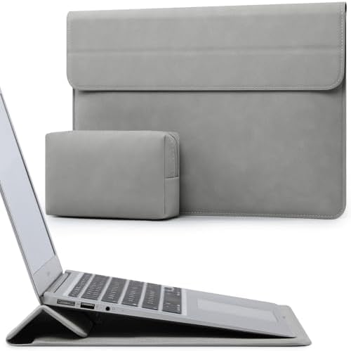 HYZUO 13 Inch Laptop Case Sleeve with Stand for MacBook Air, Light Gray