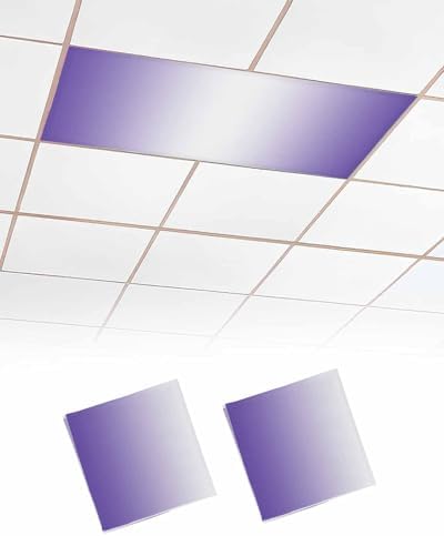 Purple White Minimalist Geometric Ombre Art Magnetic Fluorescent Light Covers for Ceiling Lights 2 x 4 Feet, Office Classroom Kitchen Drop Ceiling Light Covers Lighting Filters Shade Panel 2 Packs