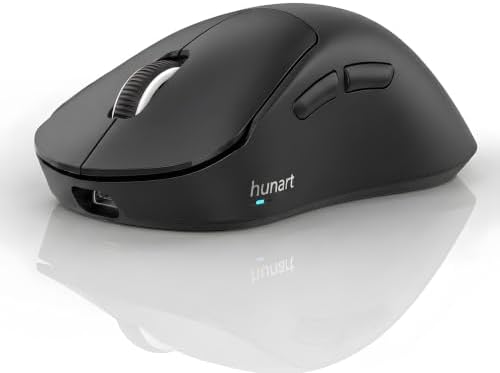 hunart H6 49g Wireless Mouse, Bluetooth & 2.4GHz, USB-C Charging, Black