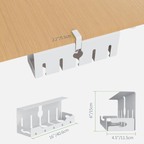 KEEGH Under Desk Cable Management Tray 16 in, Cable Organizer Tray, White