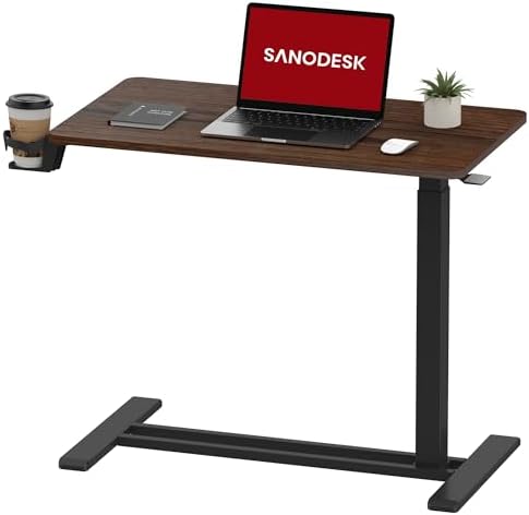SANODESK 32'' Mobile Standing Desk with Hidden Wheels,Pneumatic Laptop Desk