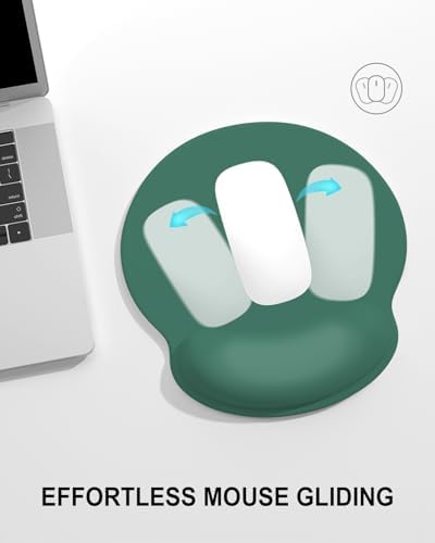 Auhoahsil Mouse Pad, Ergonomic Mouse Pad with Wrist Rest, Pain Relief Computer Gel Mouse Pad Wrist Support for Laptop, Mousepad with Non-Slip PU Base, Mouse Pads for Desk, Dark Green