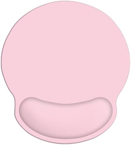 Mouse Pad with Wrist Rest Support, Ergonomic Gaming Mouse Pad with Non-Slip PU Base for Computer, Laptop, Office and Home, Easy Typing & Pain Relief (Pink)