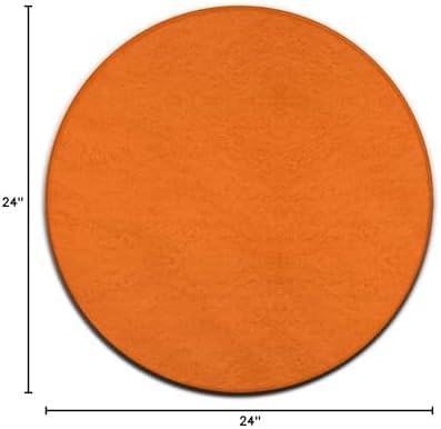 Large Machine Washable Circular Rugs, Home Decor Round Mat for Living Room Sofa Office Compatible with Orange