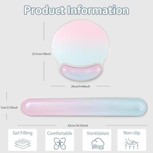 Gel Wrist Rest and Mouse Pad for Keyboard and Mouse, Ergonomic Mousepad Set