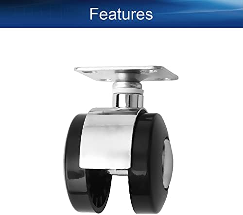 8pcs Swivel Caster Wheels Alloy Plate Mounted Caster Wheel for Office Chair 1.57inch Black Silver