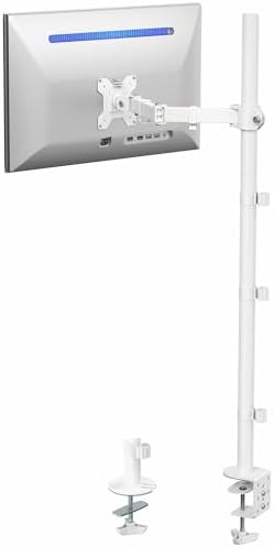 VIVO Extra Tall Single Monitor Desk Mount Stand with 39 inch Pole, Features Full Adjustability - Tilt and Articulation, Holds 13 to 32 inch Screens up to 10kg with VESA Mounting, White, STAND-V011W