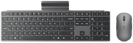Lenovo 700 Modern Wireless Keyboard & Mouse Combo, 2.4 GHz Dongle & Dual Bluetooth Connection, AES-128 Encryption, 36 Month Battery Life, Quiet Mouse, Luna Grey
