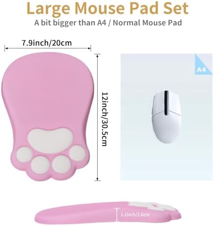 L-SPOUTTO Ergonomic Mouse Pad with Wrist Rest,Pink Mouse Pad Wrist Support