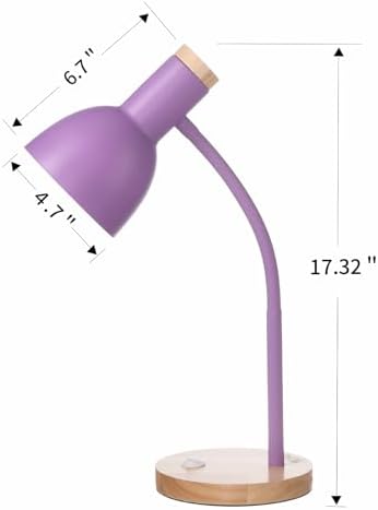 Adjustable Wooden Desk Lamp,Metal Shade Flexible Neck Table Lamp