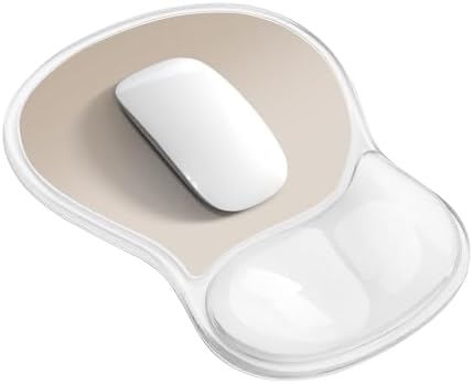 Mouse Pad with Wrist Rest,Ergonomic Mouse Pad with Comfortable Gel Wrist Rest Support and Non-Slip PU Base for Easy Typing Pain Relief, Durable and Washable (Transparent Khaki Gradient)