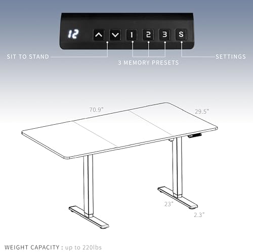 VIVO Black 71 x 30 in Standing Desk, DESK-KIT-E2W7B