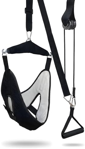 Over the Door Cervical Neck Traction Device - Velvet Hanging Neck Stretcher Sling for Spine Decompression & Tension Relief - Adjustable Home Therapy Equipment for Men Women Adults
