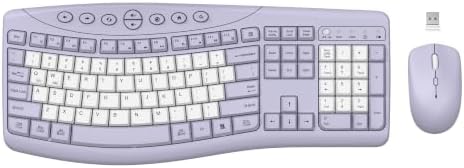 Wireless Keyboard and Mouse Combo, Quiet Ergonomic Curved Keys(Purple-B)