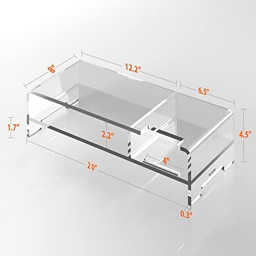 BEYGORM Acrylic Monitor Stand for Full Keyboard, 20" Wide 2-Tier